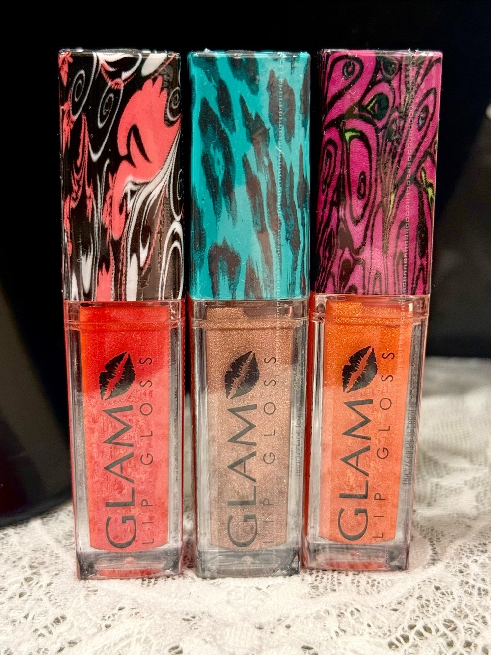 GLAM Lip Gloss Trio - Red, Bronze, Orange Shades
